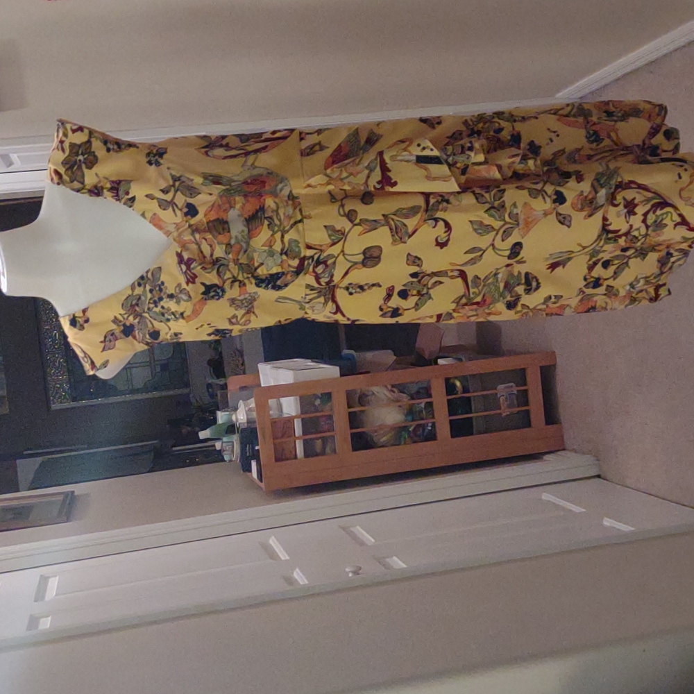 eShakti medium v neck colorful floral dress size medium with waist ruffle